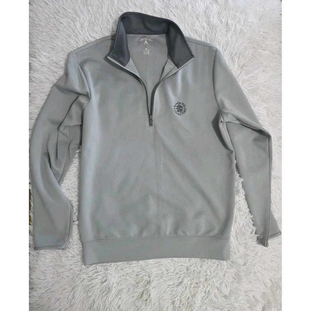 Antigua Gray Casual Beverly Hills Country Club Logo Quarter-Zip Top‎ Size Medium